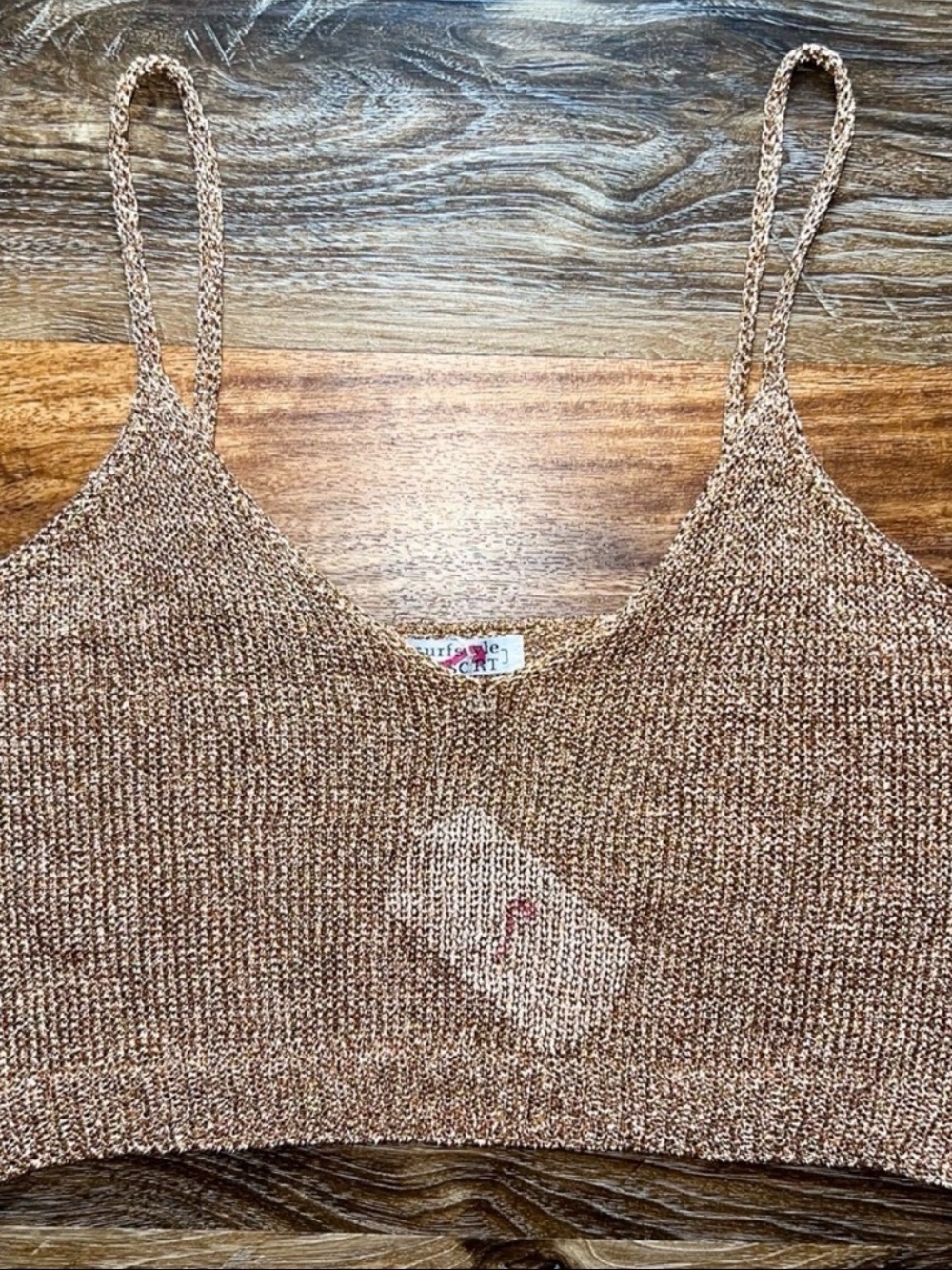 Gold Metallic V-Neck Crop Top